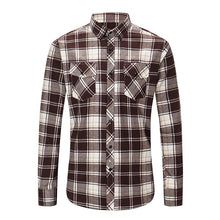 Dioufond Mens Pocket Flannel Plaid Cotton Shirt Long Sleeve Checkered Casual Slim Fit Black Warm Autumn Winter Shirts New