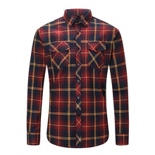 Dioufond Mens Pocket Flannel Plaid Cotton Shirt Long Sleeve Checkered Casual Slim Fit Black Warm Autumn Winter Shirts New