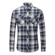 Dioufond Mens Pocket Flannel Plaid Cotton Shirt Long Sleeve Checkered Casual Slim Fit Black Warm Autumn Winter Shirts New