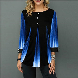 Shirt Women Spring Summer Blouse 3/4 Sleeve Casual 3D Gradient Printing Female Fashion Shirt Tops Plus Size 5XL StreetShirt