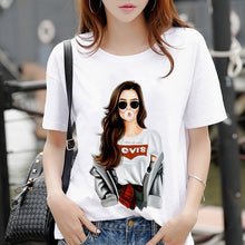 New women's white Tshirt Harajuku Beauty blowing bubbles printed T Shirt vogue pretty girl clothing Leisure female T-shirt Tops