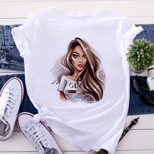 New women's white Tshirt Harajuku Beauty blowing bubbles printed T Shirt vogue pretty girl clothing Leisure female T-shirt Tops