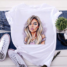 New women's white Tshirt Harajuku Beauty blowing bubbles printed T Shirt vogue pretty girl clothing Leisure female T-shirt Tops