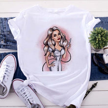 New women's white Tshirt Harajuku Beauty blowing bubbles printed T Shirt vogue pretty girl clothing Leisure female T-shirt Tops