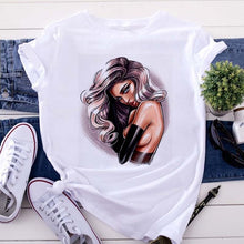 New women's white Tshirt Harajuku Beauty blowing bubbles printed T Shirt vogue pretty girl clothing Leisure female T-shirt Tops