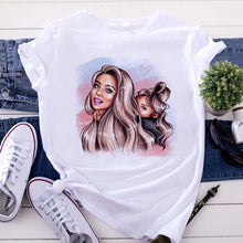 New women's white Tshirt Harajuku Beauty blowing bubbles printed T Shirt vogue pretty girl clothing Leisure female T-shirt Tops