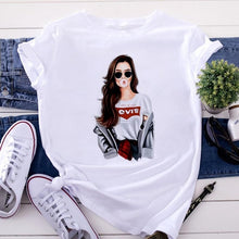 New women's white Tshirt Harajuku Beauty blowing bubbles printed T Shirt vogue pretty girl clothing Leisure female T-shirt Tops