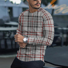 Men Casual 2021 Spring Plaid Print Long Sleeves Blouses Fashion O Neck Stripe Shirt For Male Autumn Loose Plus Size Top Pullover