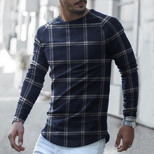 Men Casual 2021 Spring Plaid Print Long Sleeves Blouses Fashion O Neck Stripe Shirt For Male Autumn Loose Plus Size Top Pullover