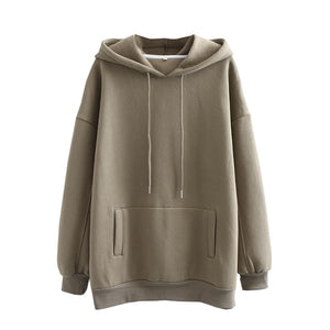 Tangada women fleece hoodie sweatshirts winter japanese fashion 2020 oversize ladies pullovers warm pocket hooded jacket SD60