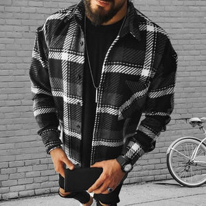 2021 Men's Shirt Fashion Spring Plaid Casual Flannel Shirts Men Long Sleeve Soft Comfort Slim Fit Men Jacket Cardigan Shirt